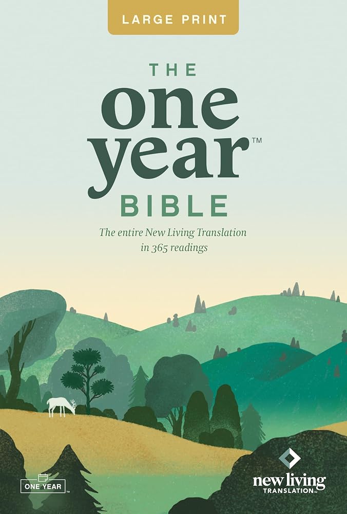 The One Year NLT Large Print Thinline Bible (Softcover): The Entire Bible in 365 Readings in the Clear and Trusted New Living Translation cover image