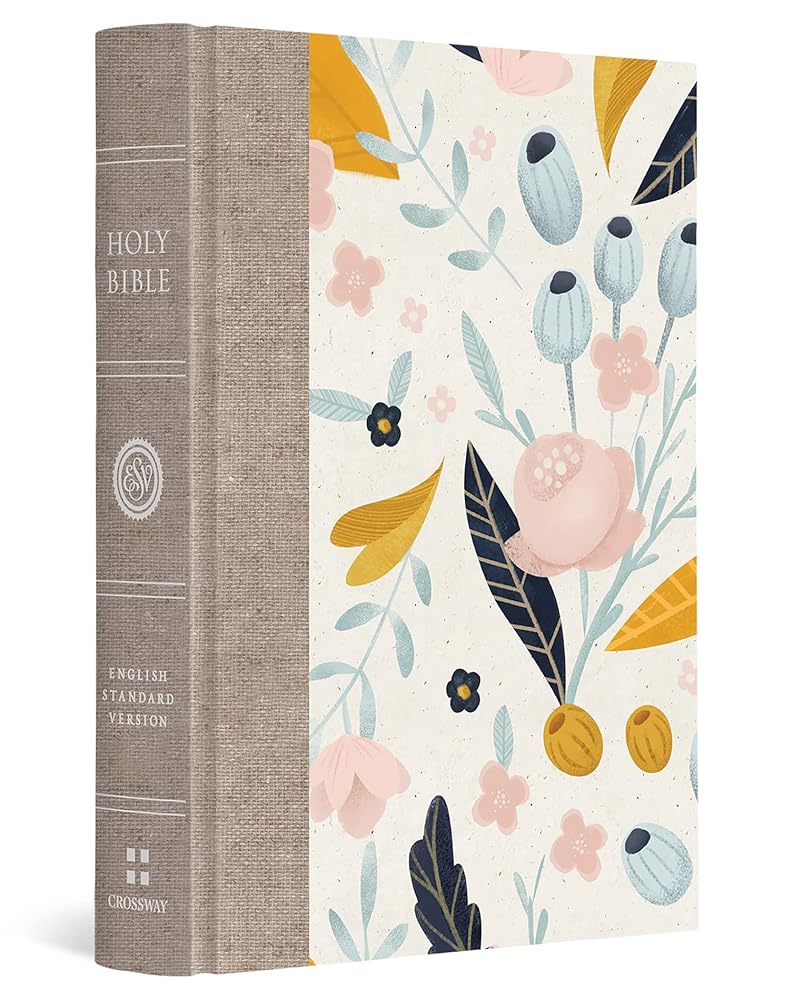 ESV Large Print Compact Bible, Red Letter (Hardcover, Spring Bloom Design): Holy Bible, English Standard Version cover image