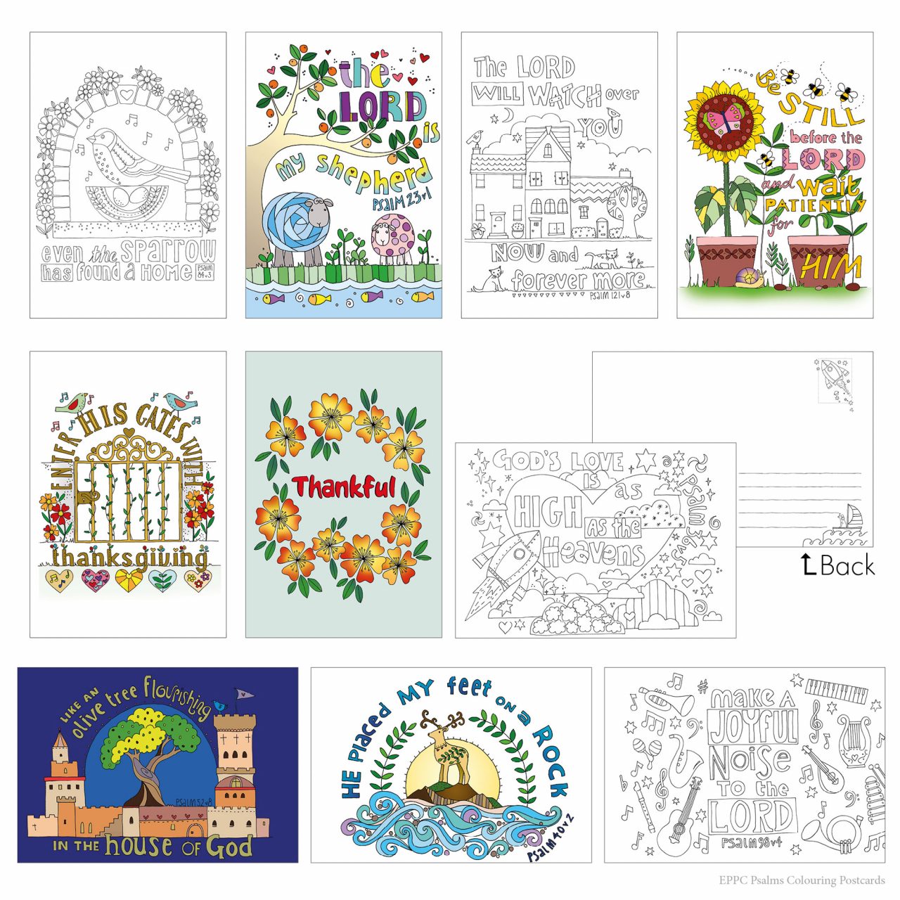 10 Exploring the Psalms Colouring Postcards
