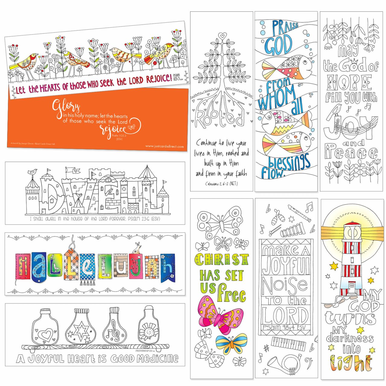 10 Images of Joy Colouring Bookmarks