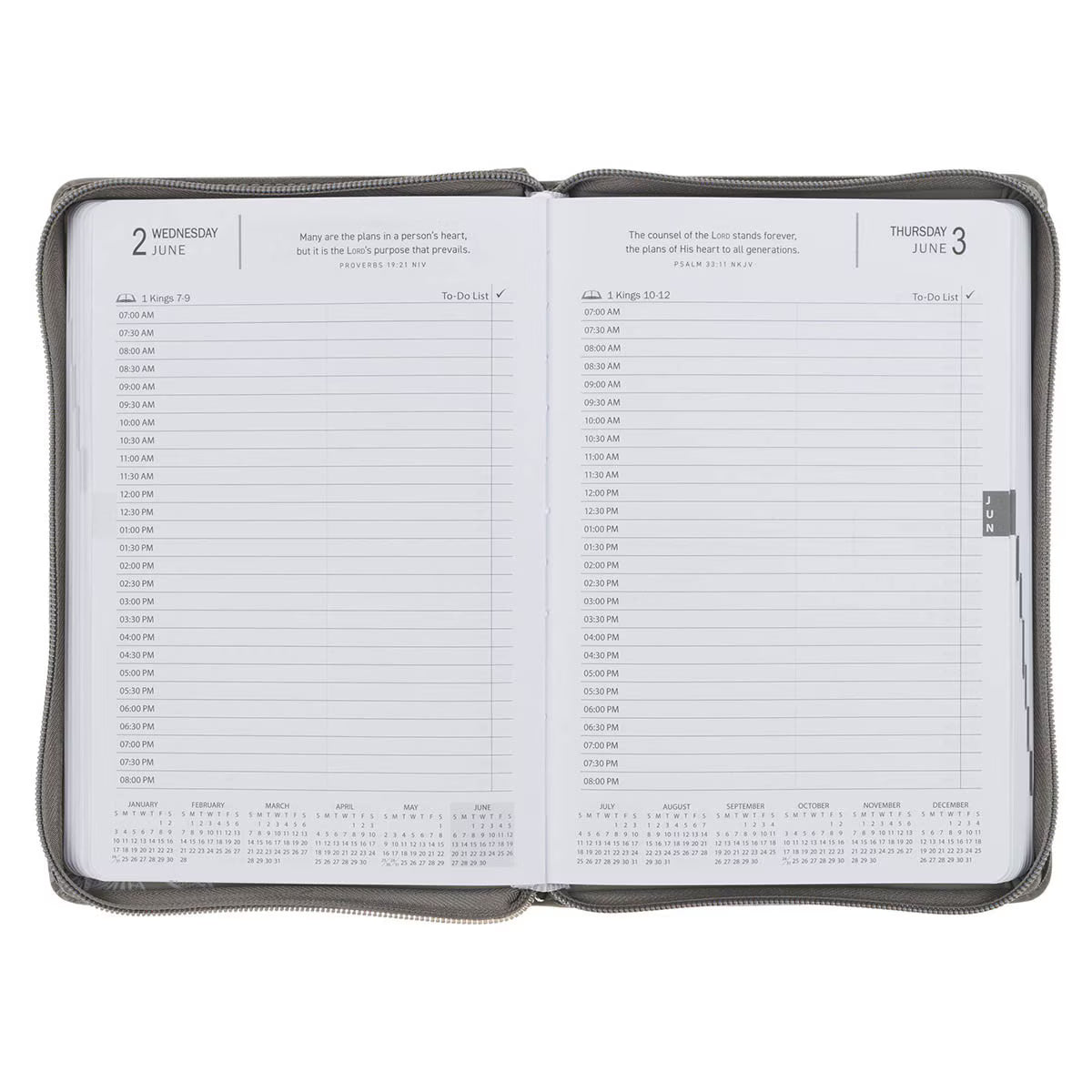 2027 Trust in the Lord Soft Gray Faux Leather Executive Planner with Zipper Closure - Proverbs 3:5