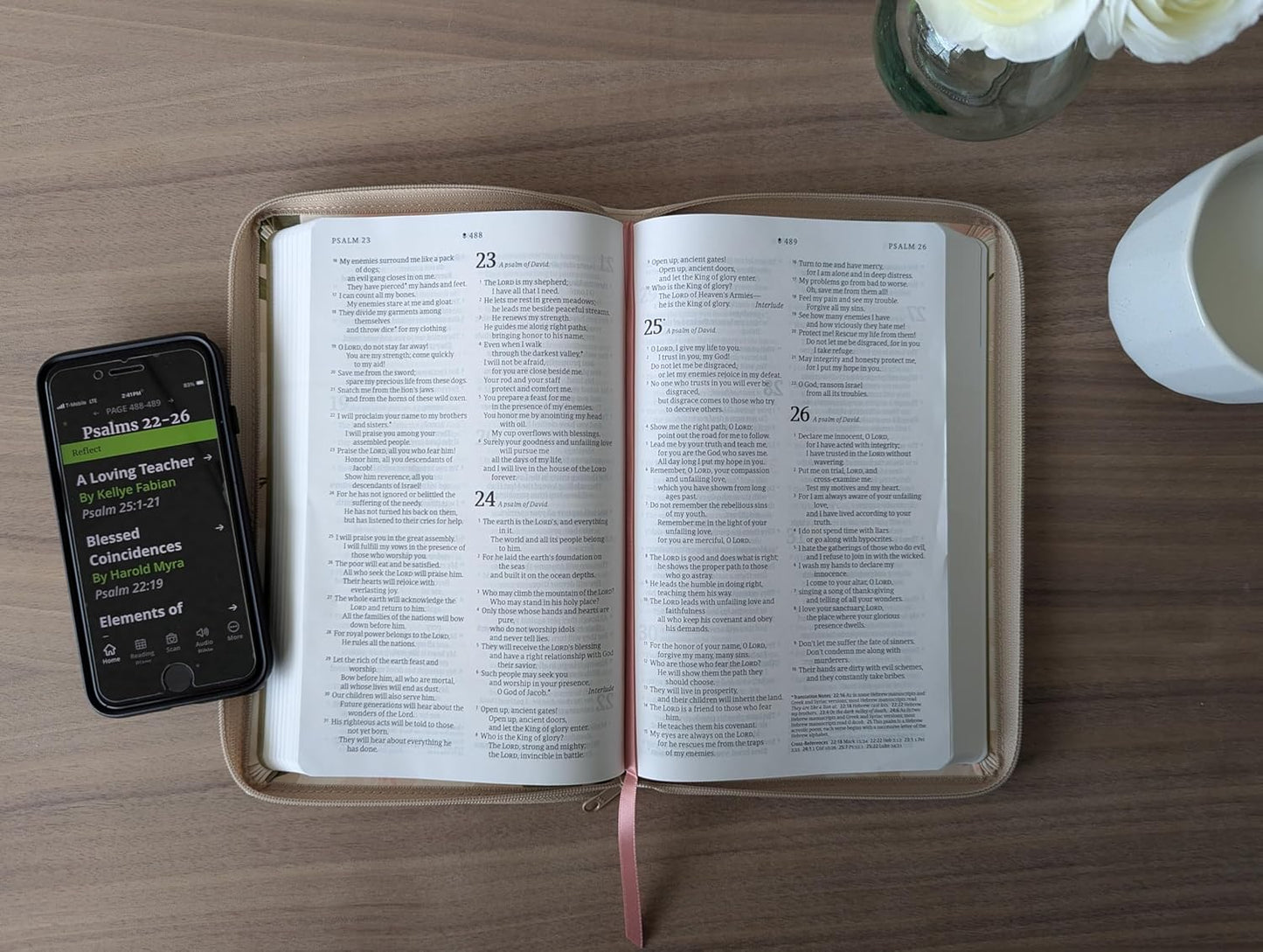 NLT Thinline Reference Zipper Bible, Filament Enabled (LeatherLike, Tender Blossom Taupe, Red Letter) Imitation Leather