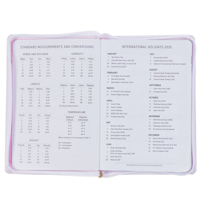 Trust in the Lord Blush Pink Faux Leather 2025 Executive Planner with Zipper Closure - Proverbs 3:5