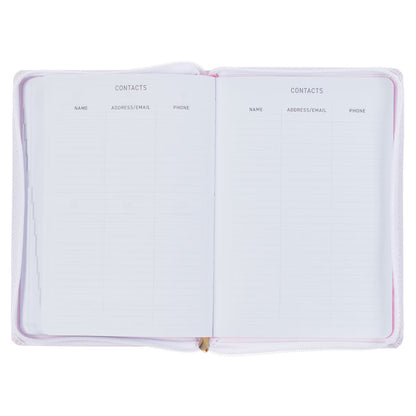 Trust in the Lord Blush Pink Faux Leather 2025 Executive Planner with Zipper Closure - Proverbs 3:5