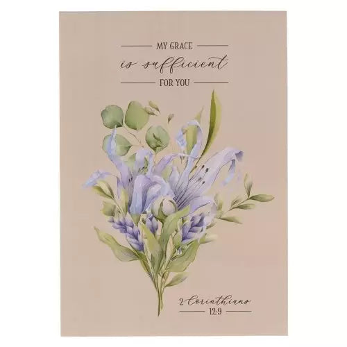 My Grace is Sufficient Lilac Floral Notepad - 2 Corinthians 12:9