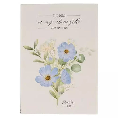 My Strength and My Song Blue Floral Notepad  - Psalm 118:14