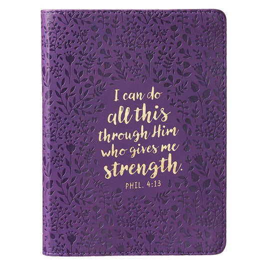 I Can Do All This Purple Handy-sized Faux  Leather Journal - Philippians 4:13