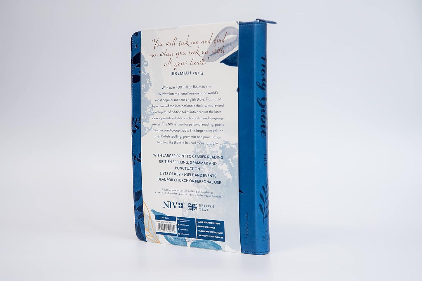NIV Larger Print Blue Soft-tone Bible with Zip Flexibound