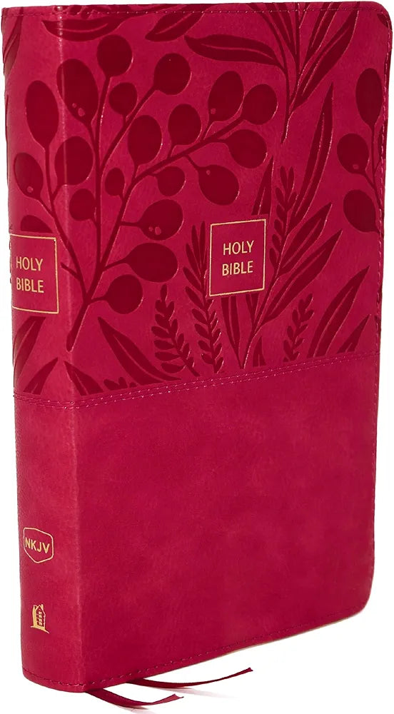 NKJV, End-of-Verse Reference Bible, Personal Size Large Print, Leathersoft, Pink, Thumb Indexed, Red Letter, Comfort Print: Holy Bible, New King James Version