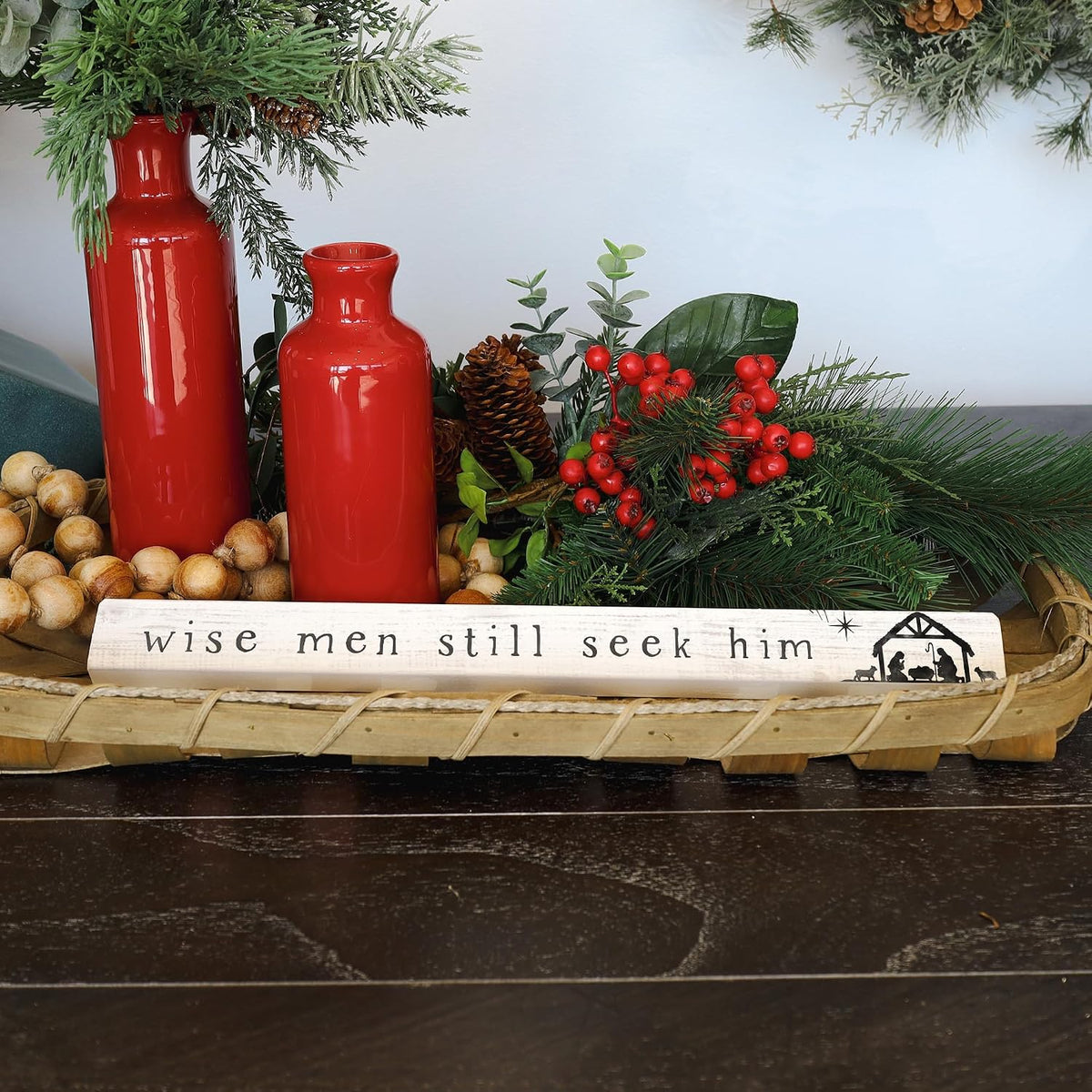 Talking Sticks 16" x 1.5" Wood Sign, Wise Men Still Seek Him