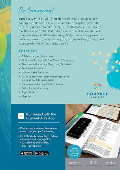NLT Courage for Life Study Bible for Women, Filament-Enabled Edition (Softcover): New Living Translation, Filament Enabled