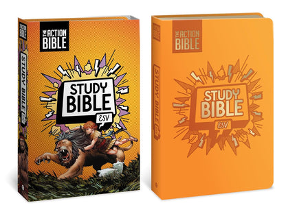 The Action Bible Study Bible Esv, Leathersoft, Orange