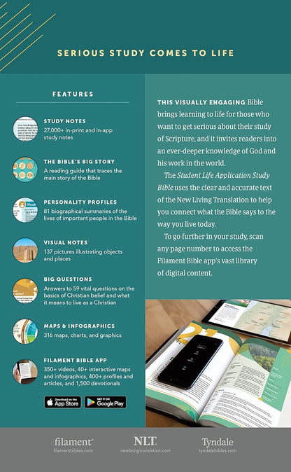 NLT Student Life Application Study Bible, Filament Enabled Edition (Red Letter, Hardcover)