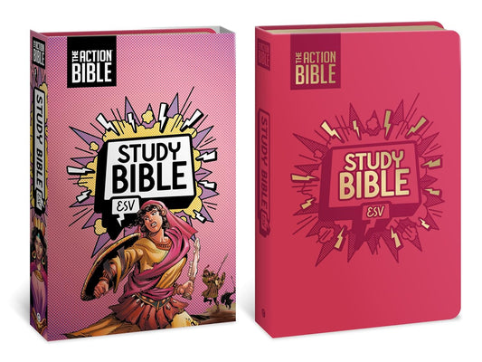 The Action Bible Study Bible Esv, Leathersoft, Pink, Full Color