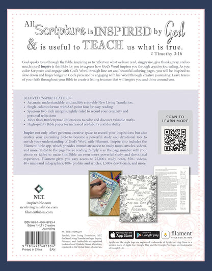 Inspire Bible NLT, Filament Enabled (Hardcover LeatherLike, Navy)