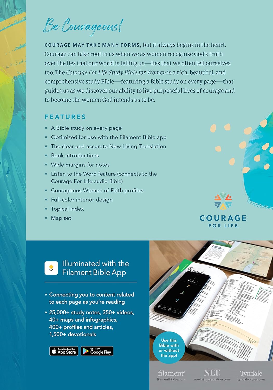 NLT Courage for Life Study Bible for Women, Filament-Enabled Edition (Hardcover)