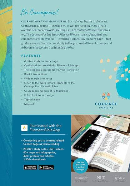 NLT Courage for Life Study Bible for Women, Filament-Enabled Edition (Hardcover): New Living Translation, Filament Hardcover
