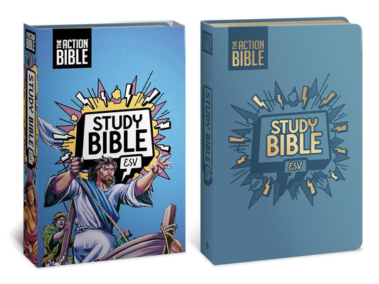 The Action Bible Study Bible Esv, Leathersoft, Blue, Full Color