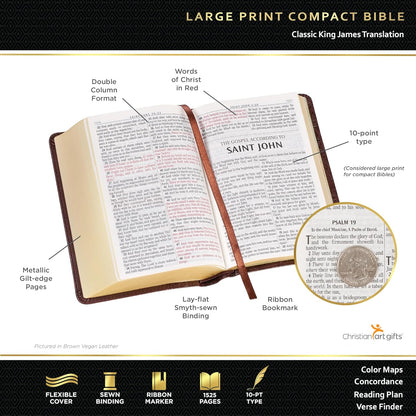 KJV Large Print Compact Bible, Brown