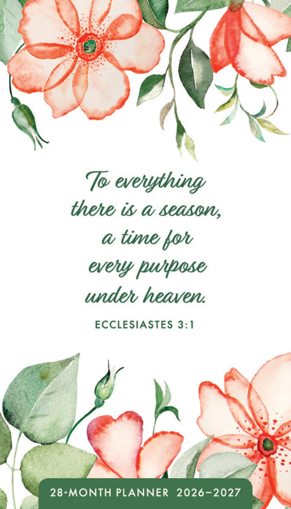 28-month inspirational Pocket Planner Floral Scripture 2026-2027
