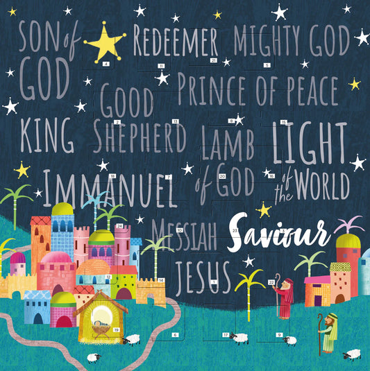 Bethlehem/Names of Jesus Christmas Story Square Advent Calendar Card