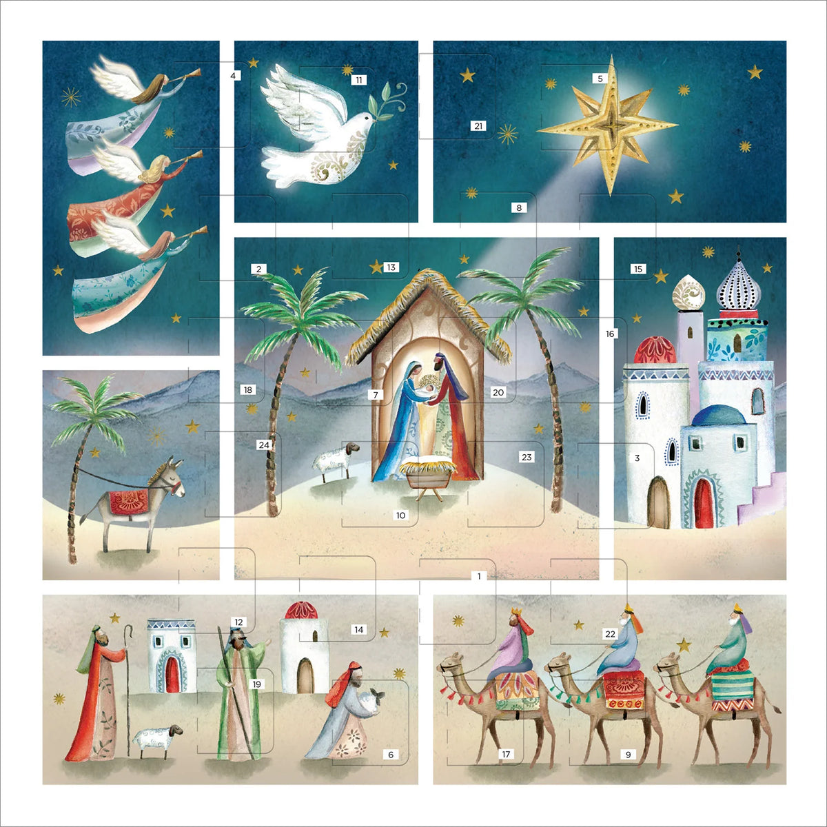 Christmas Story Square Advent Calendar Card - A Child Is Born