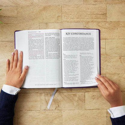 KJV Giant Print End-of-Verse Reference Bible--soft leather-look, brown