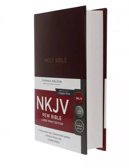 NKJV Pew Bible, Burgundy, Hardcover, Large Print.