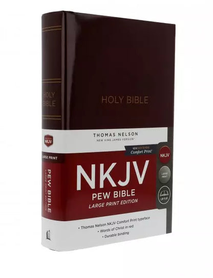 NKJV Pew Bible, Burgundy, Hardcover, Large Print.