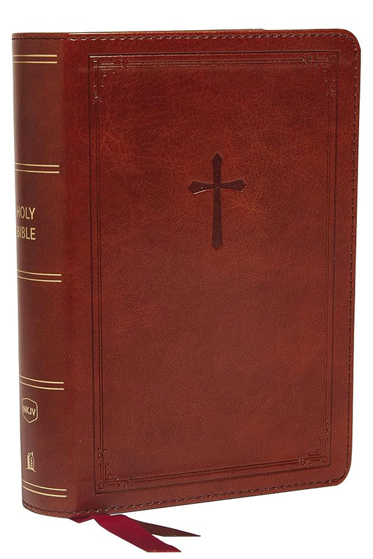 NKJV, End-of-Verse Reference Bible, Compact, Leathersoft, Brown, Red Letter, Comfort Print: Holy Bible, New King James Version cover image