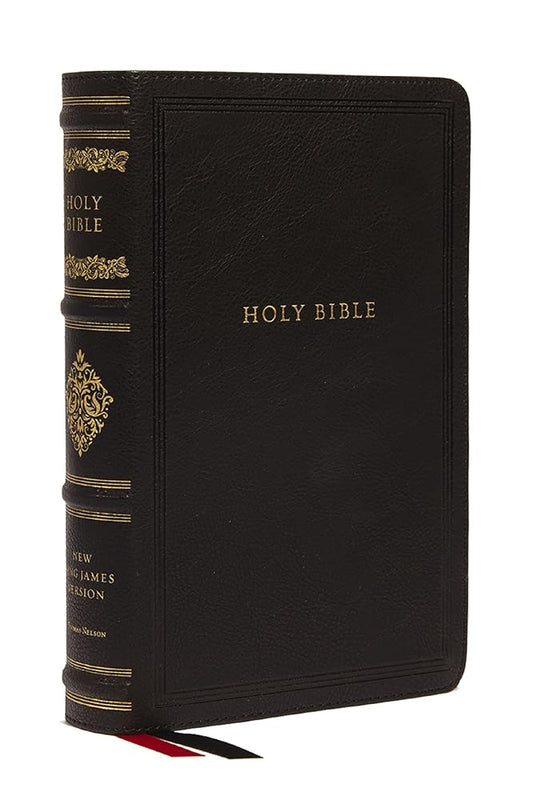 NKJV Large Print Reference Bible, Black Leathersoft, Red Letter, Comfort Print (Sovereign Collection): Holy Bible, New King James Version cover image
