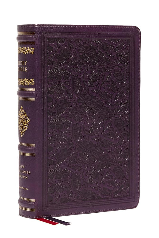 NKJV Large Print Reference Bible, Purple Leathersoft, Red Letter, Comfort Print (Sovereign Collection): Holy Bible, New King James Version cover image