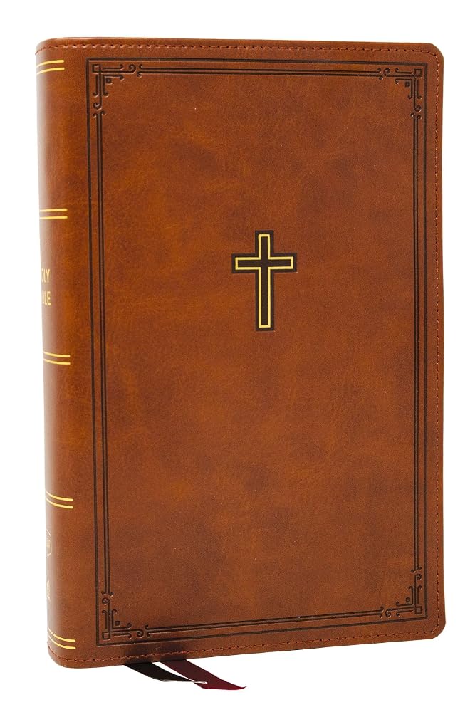 KJV Personal Size Large Print End-of-Verse Reference Bible, Brown Leathersoft, Red Letter, Comfort Print (Thumb Indexed) cover image