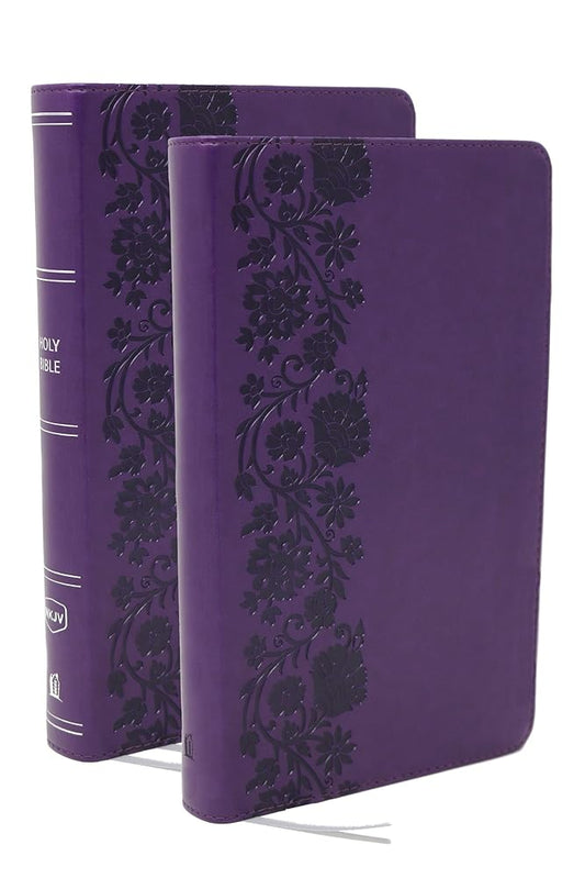 NKJV Bible + Journal Set: Personal Size, Large Print Bible with Cross-References, Purple Leathersoft cover image