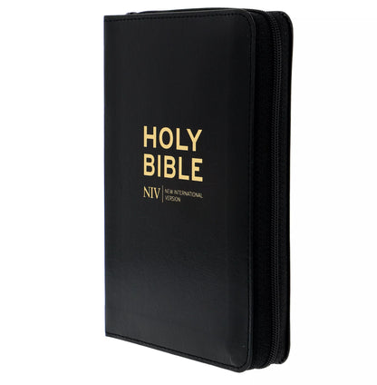 NIV Pocket Black Bonded Leather Bible with Zip