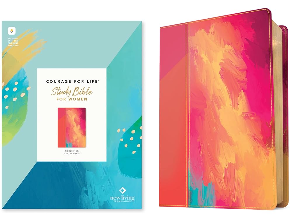 NLT Courage For Life Study Bible for Women, Filament Enabled (LeatherLike, Fierce Pink) cover image