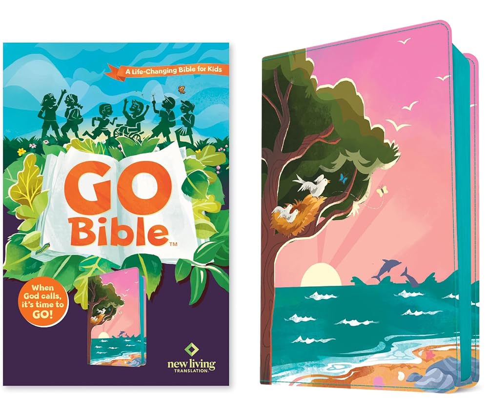 NLT GO Bible for Kids (LeatherLike, Beach Sunrise): A Life-Changing Bible for Kids cover image
