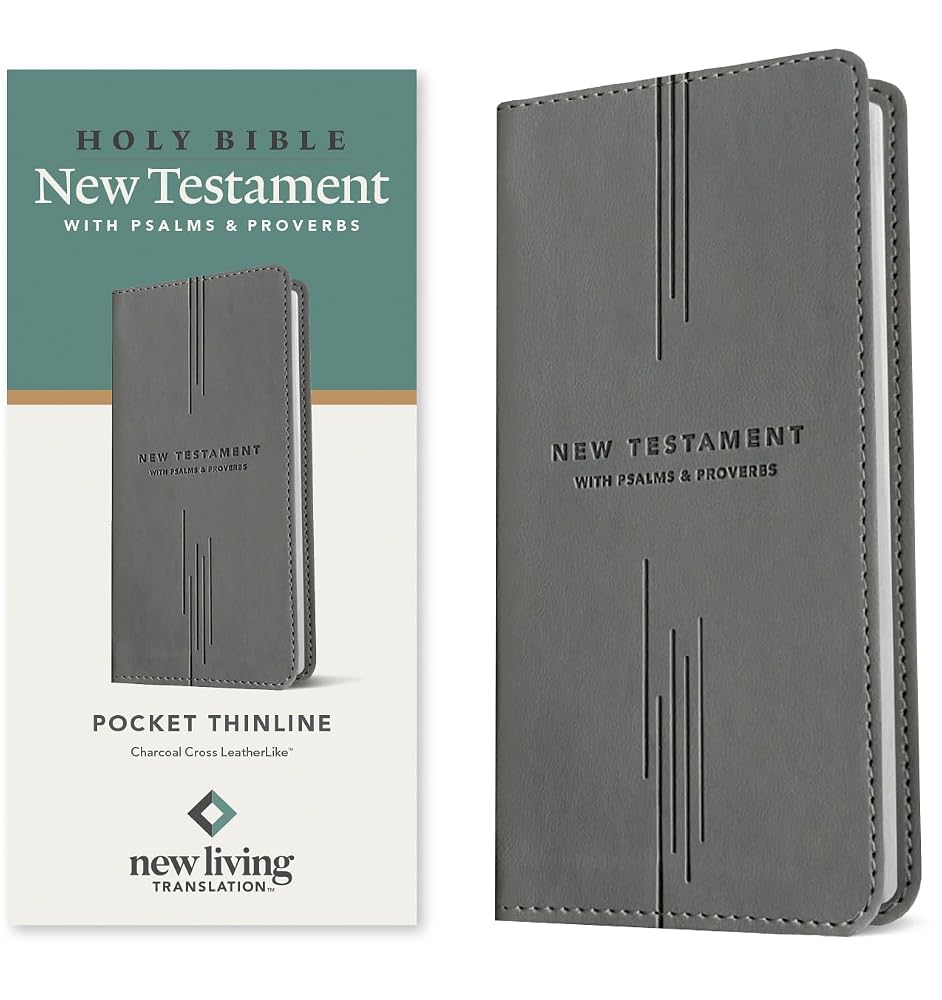NLT Pocket Thinline New Testament with Psalms and Proverbs (LeatherLike, Charcoal Cross) cover image