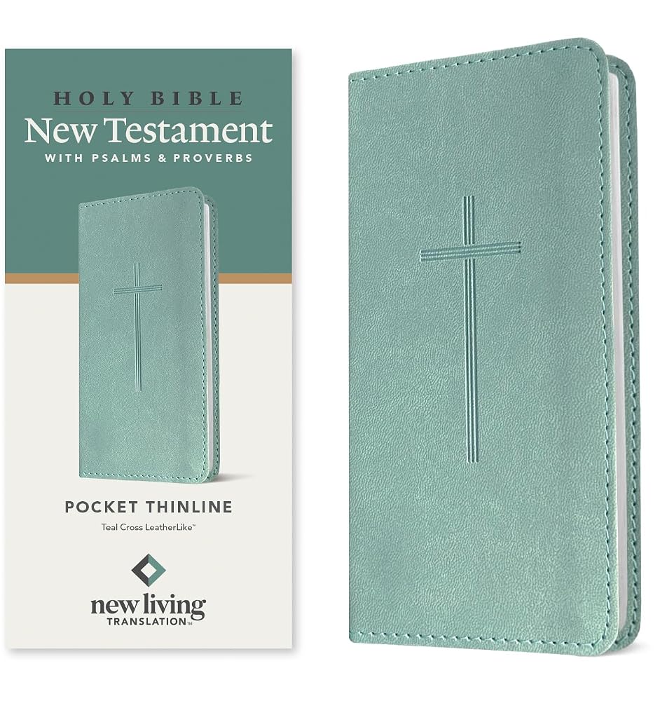 NLT Pocket Thinline New Testament with Psalms and Proverbs (LeatherLike, Teal Cross) cover image