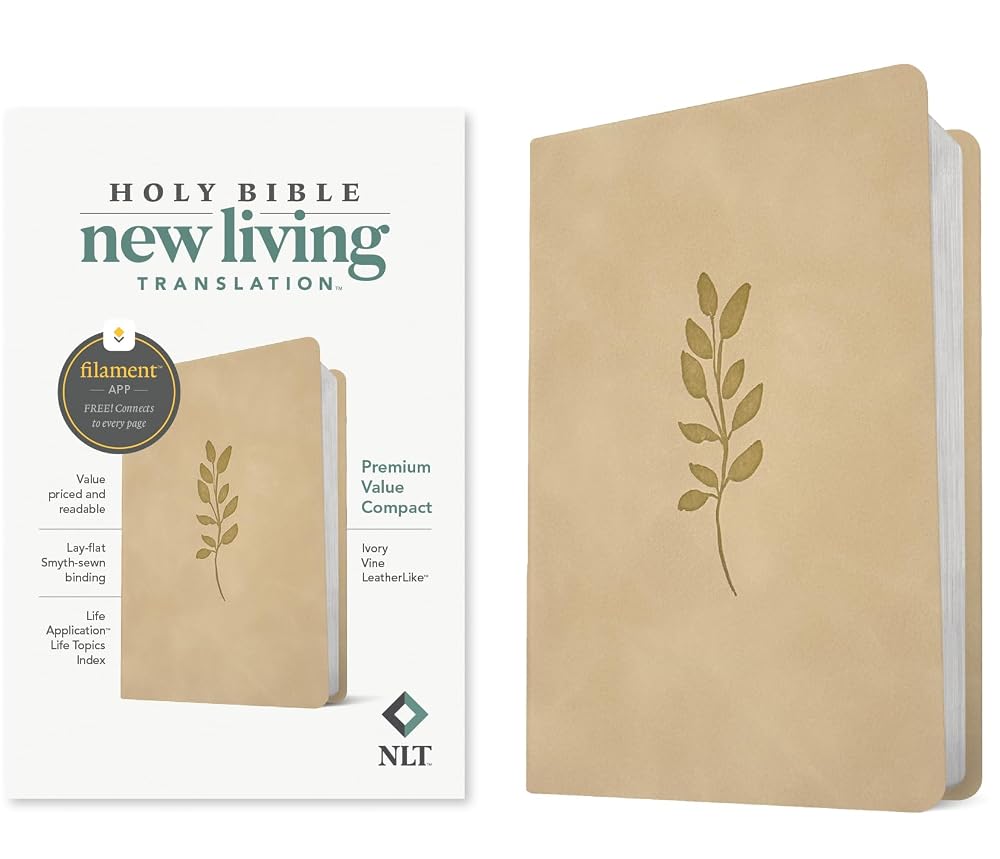 NLT Premium Value Compact Bible, Filament Enabled (LeatherLike, Ivory Vine) cover image