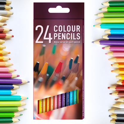 24 Colouring Pencils with Bible verse