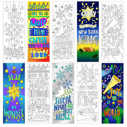 10 Christmas Colouring bookmarks