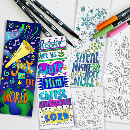 10 Christmas Colouring bookmarks