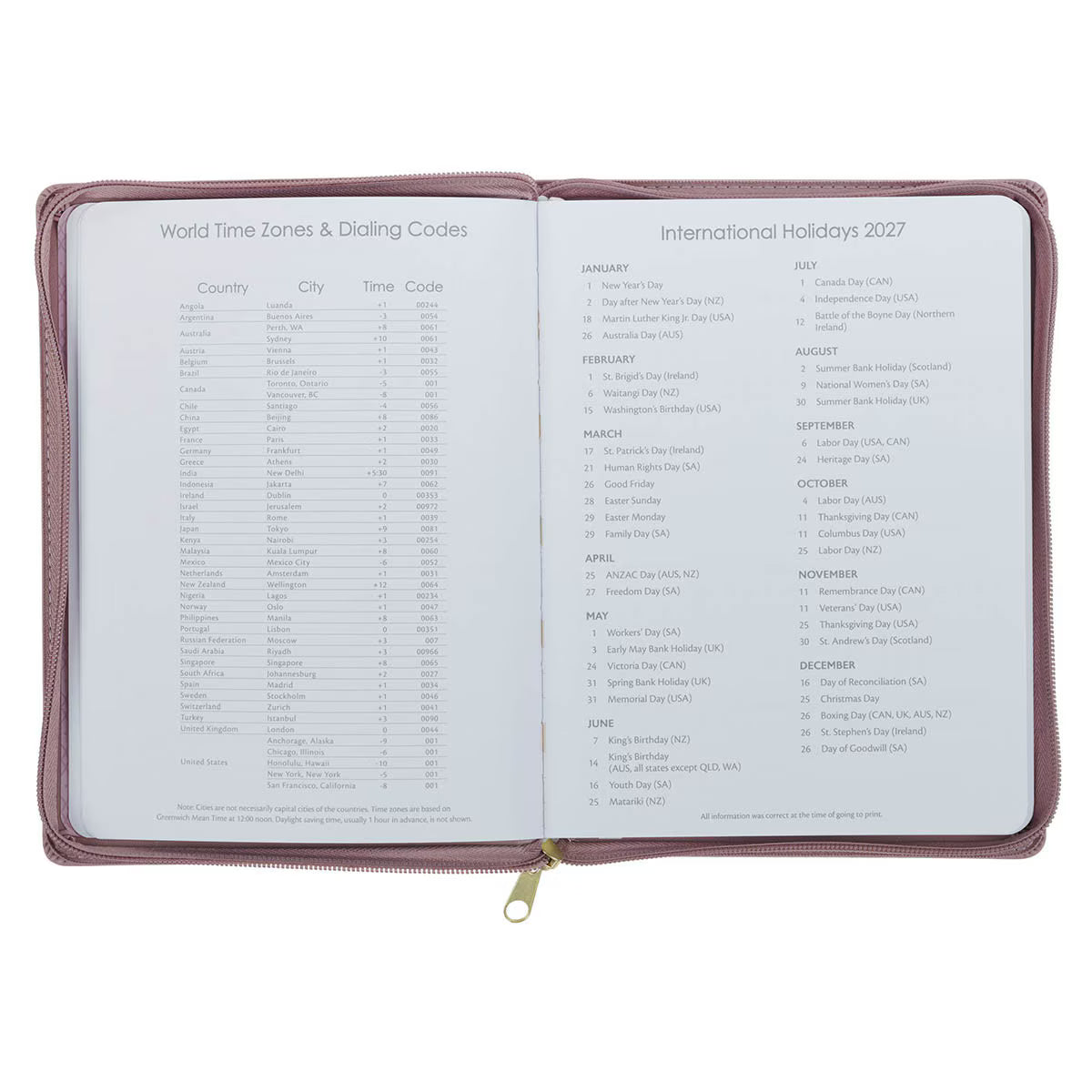 2027 Plans Large Zippered Dusty Mauve Faux Leather 18-Month Planner for Women - Jeremiah 29:11