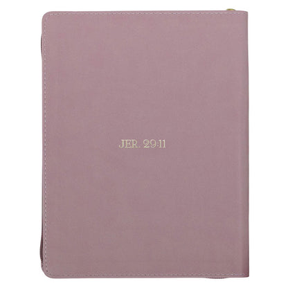 2027 Plans Large Zippered Dusty Mauve Faux Leather 18-Month Planner for Women - Jeremiah 29:11