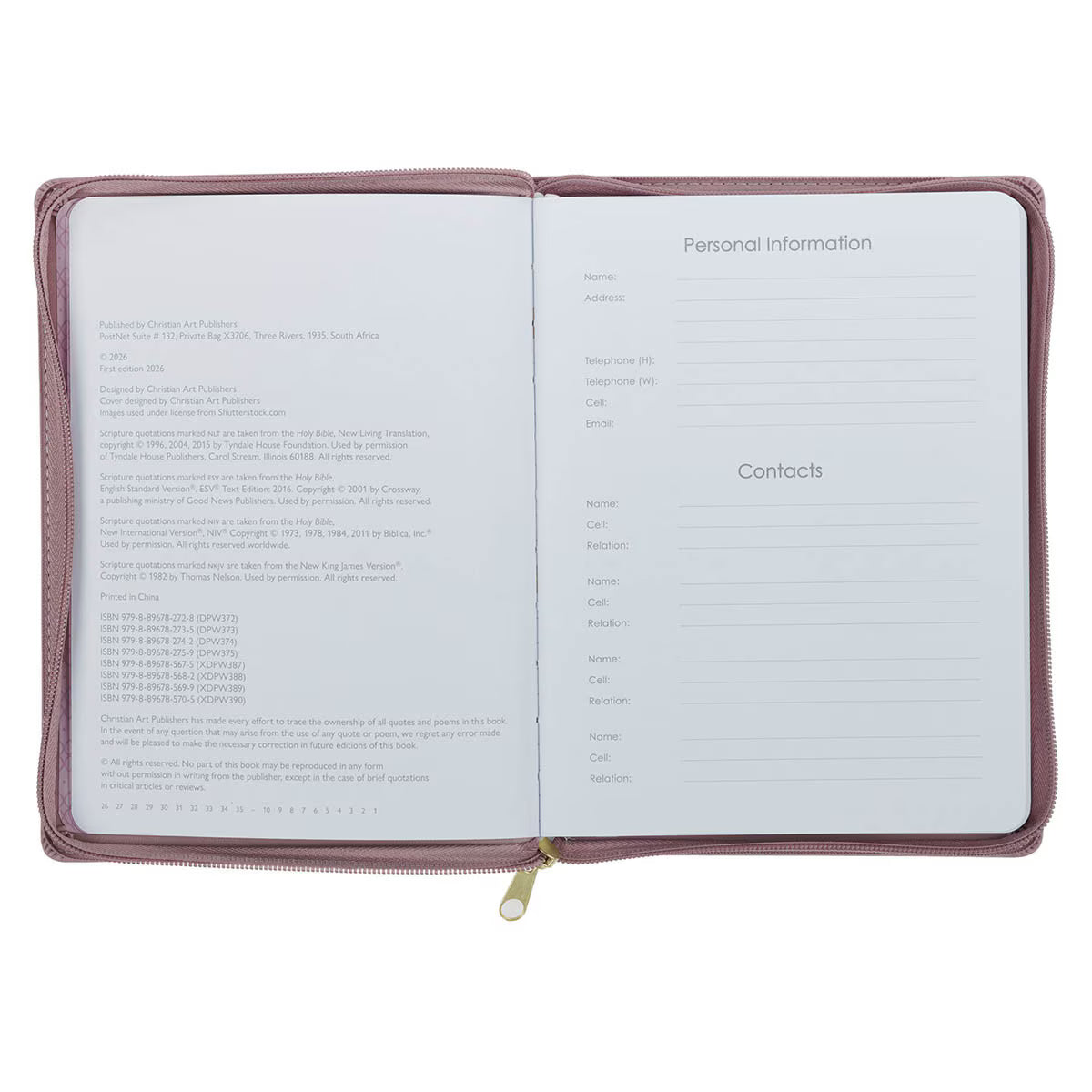 2027 Plans Large Zippered Dusty Mauve Faux Leather 18-Month Planner for Women - Jeremiah 29:11