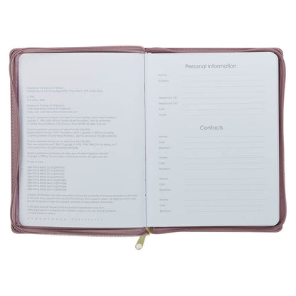 2027 Plans Large Zippered Dusty Mauve Faux Leather 18-Month Planner for Women - Jeremiah 29:11