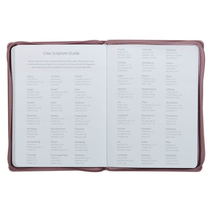 2027 Plans Large Zippered Dusty Mauve Faux Leather 18-Month Planner for Women - Jeremiah 29:11
