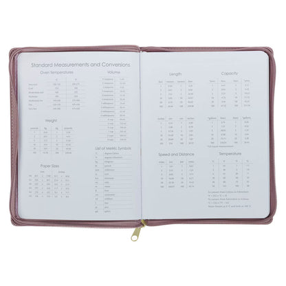 2027 Plans Large Zippered Dusty Mauve Faux Leather 18-Month Planner for Women - Jeremiah 29:11