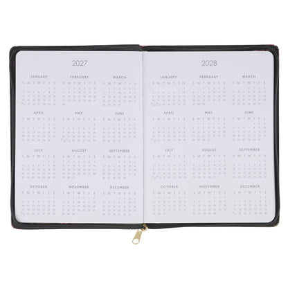 2027 Pray Without Ceasing Large Zippered Green Floral Faux Leather 18-Month Planner for Women- 1 Thessalonians 5:17